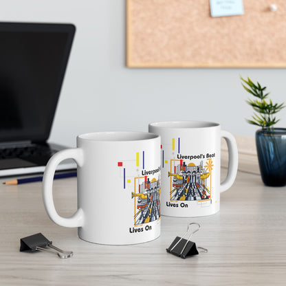 "Liverpool's Beat Ceramic Mug – Bauhaus Beatles Coffee Cup"