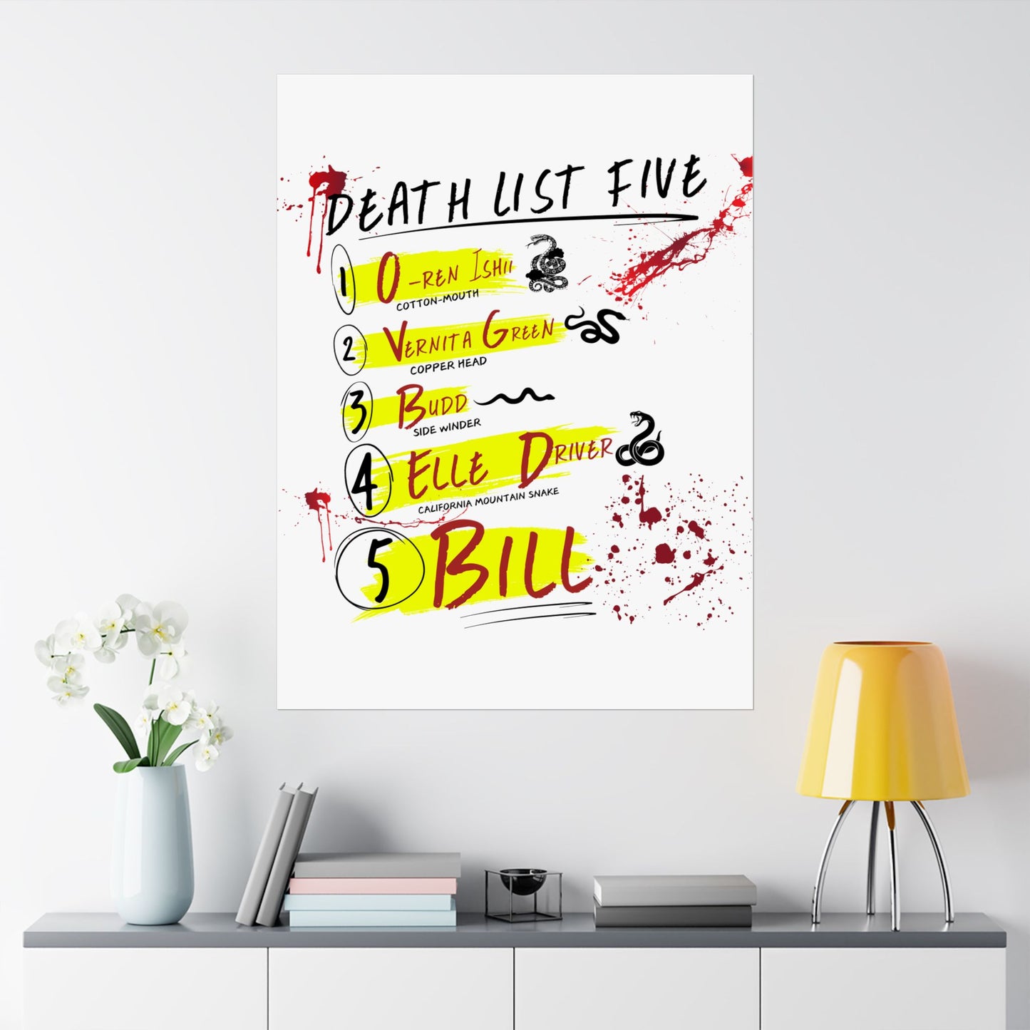 Kill Bill Death List Five Poster – Tarantino Inspired Art