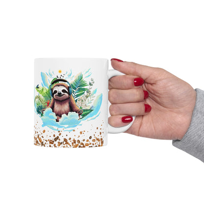 Taza de cerámica con diseño de perezoso zen - Regalo tropical