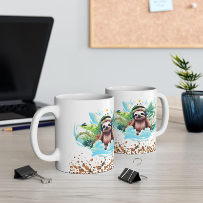 Sloth Zen Coffee Ceramic Mug - Tropical Gift