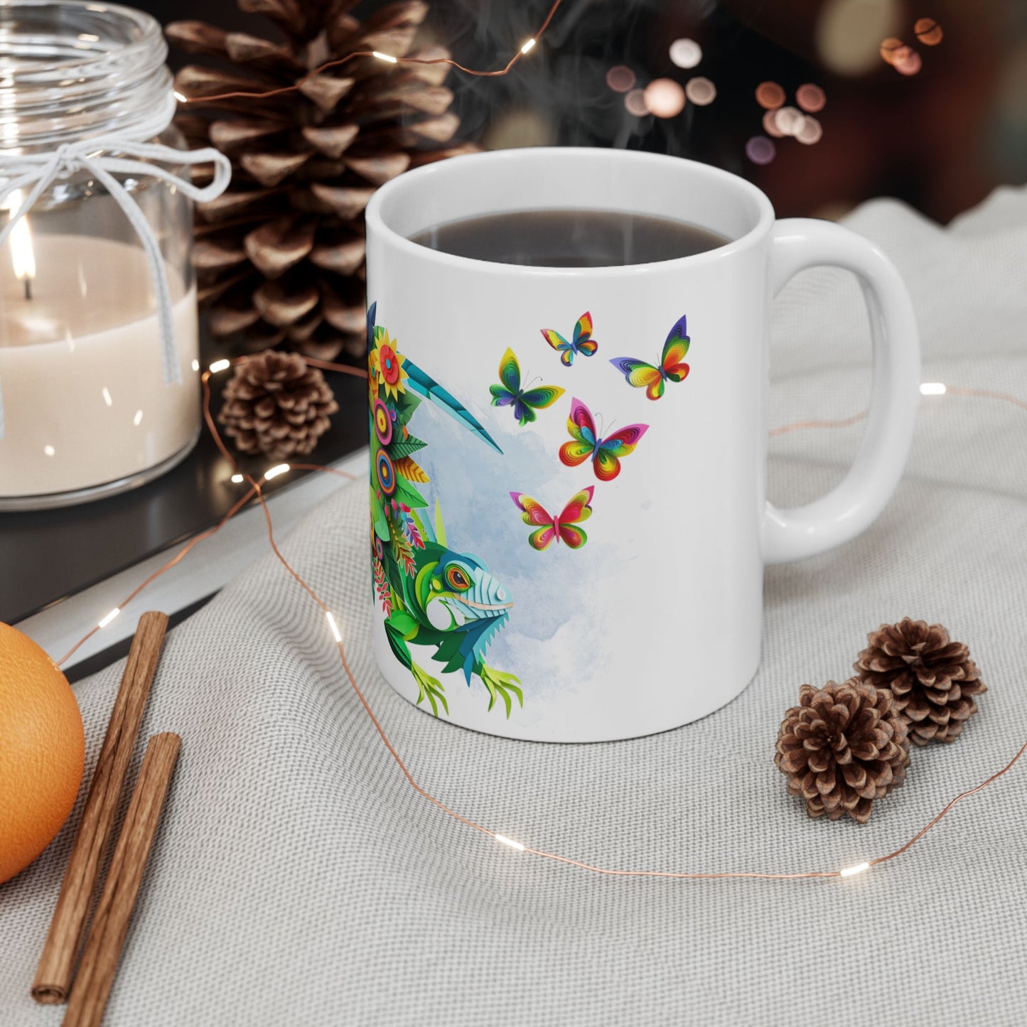 Iguana & Macaw Coffee Mug - Vibrant Tropical Vibe