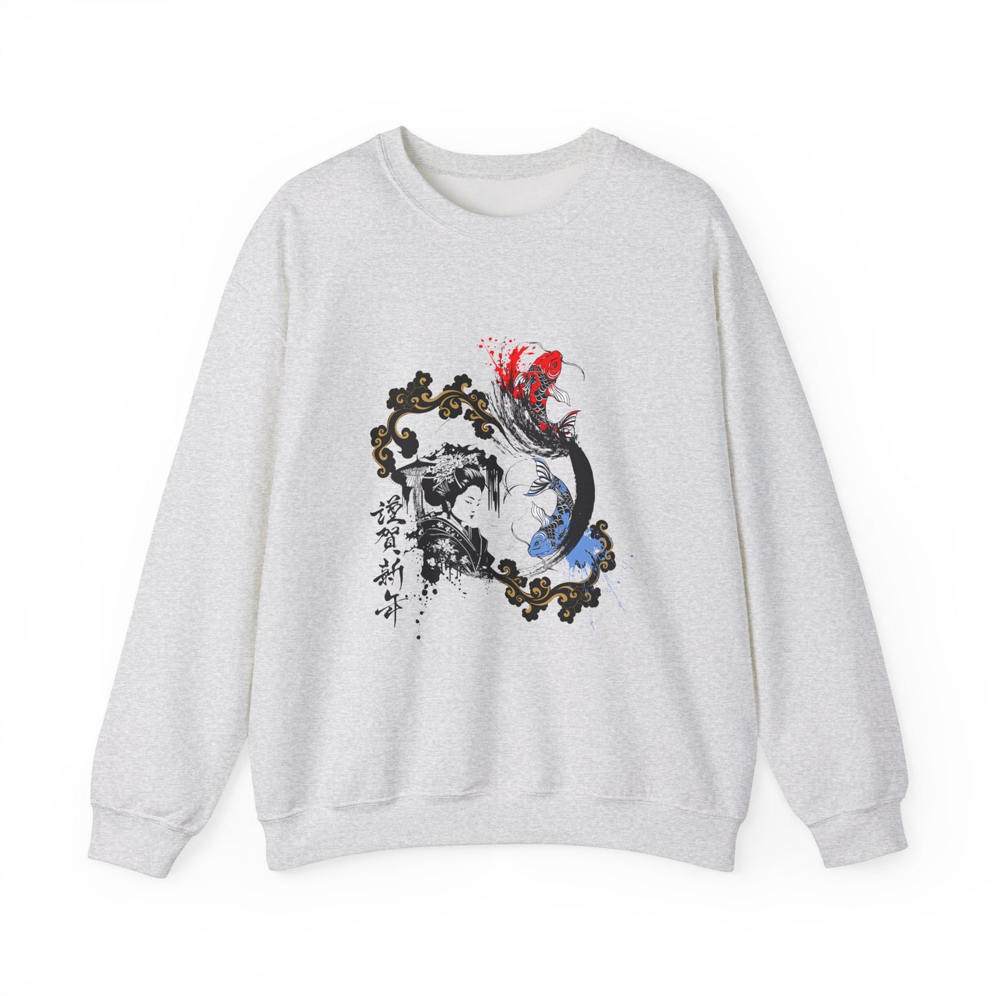 Japanese Ink Fusion Geisha & Koi Design – Unisex Sweatshirt