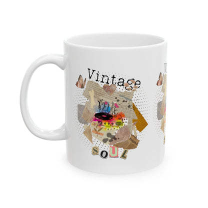 Taza de cerámica Vintage Soul: taza de café retro para coleccionistas de vinilos 