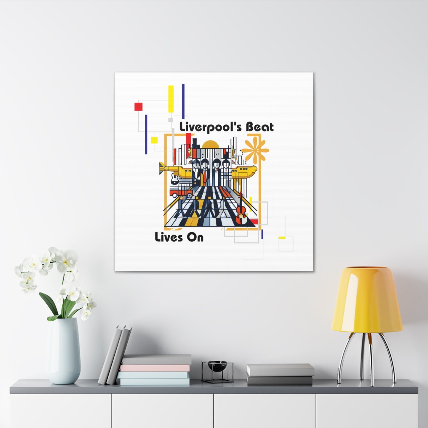 "Liverpool’s Beat Canvas Wrap – Bauhaus Beatles Wall Art"