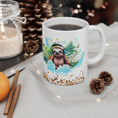 Sloth Zen Coffee Ceramic Mug - Tropical Gift