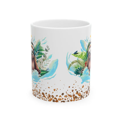 Taza de cerámica con diseño de perezoso zen - Regalo tropical