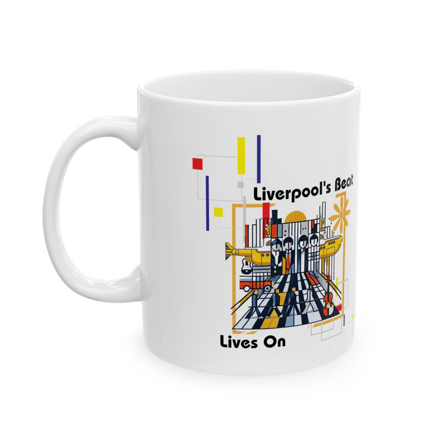 "Liverpool's Beat Ceramic Mug – Bauhaus Beatles Coffee Cup"