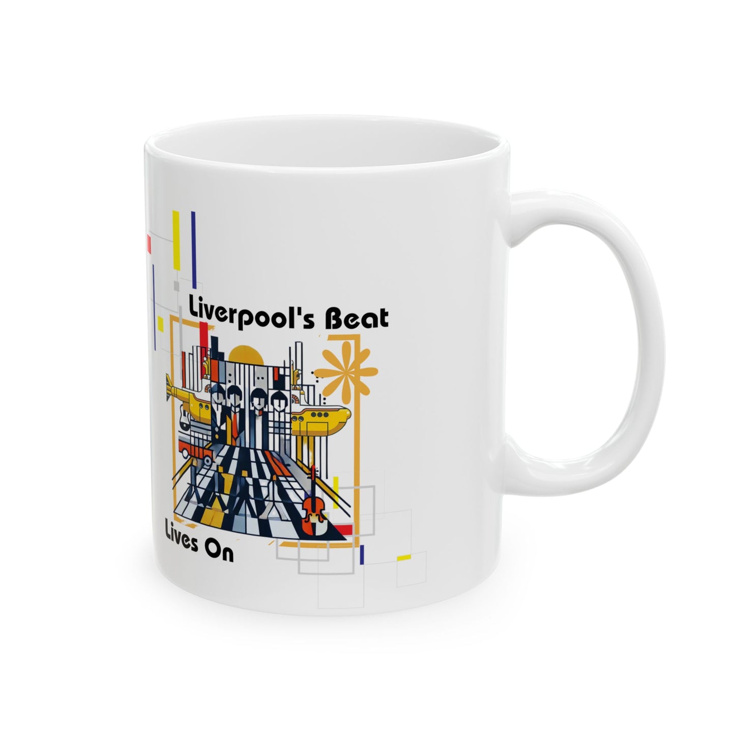 "Liverpool's Beat Ceramic Mug – Bauhaus Beatles Coffee Cup"