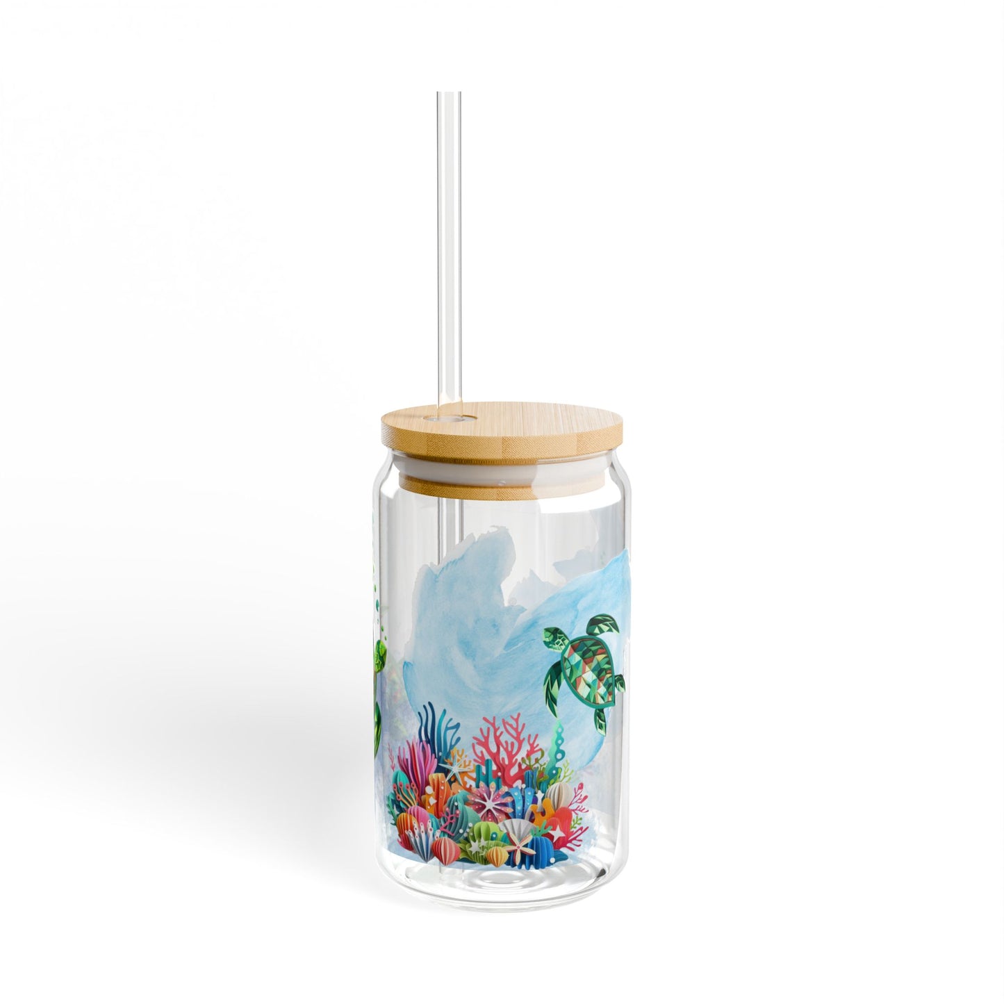 Sea Turtle Sipper Glass – Ocean-Inspired