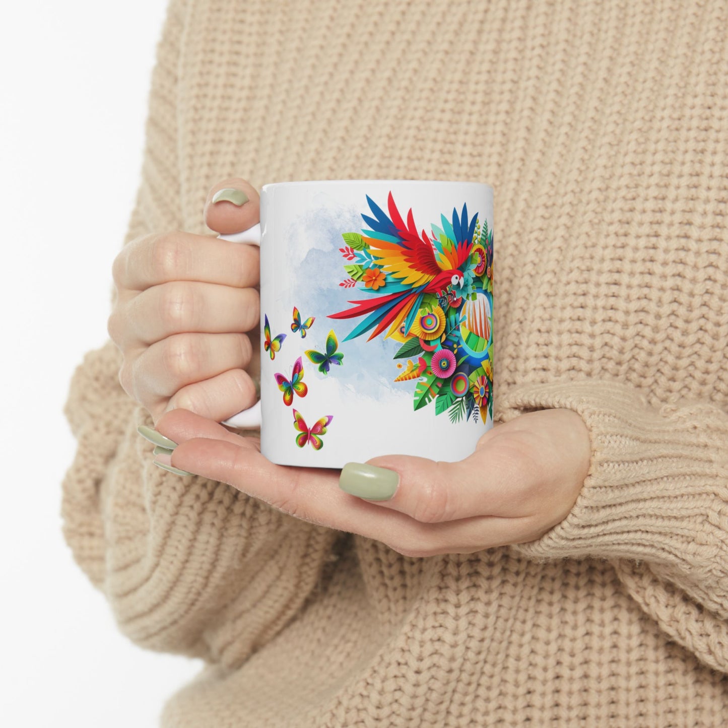 Iguana & Macaw Coffee Mug - Vibrant Tropical Vibe