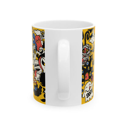 Halloween Doodle Collage Coffee Ceramic Mug