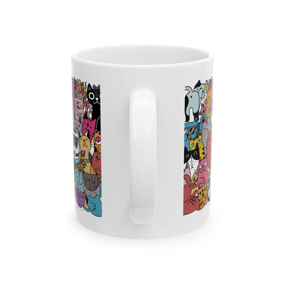 Doodle Collage Cats Coffee Mug