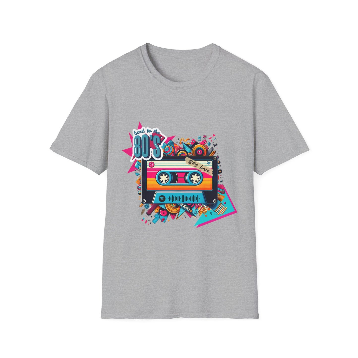 Camiseta escaneable con música retro de los 80