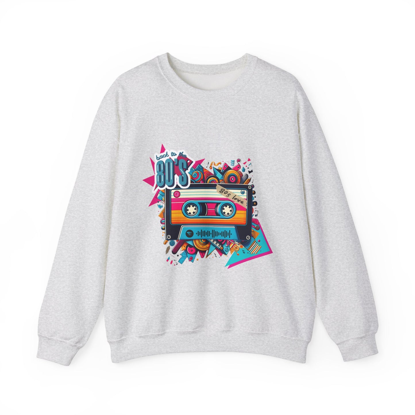 Sudadera con música retro de los 80 con código escaneable