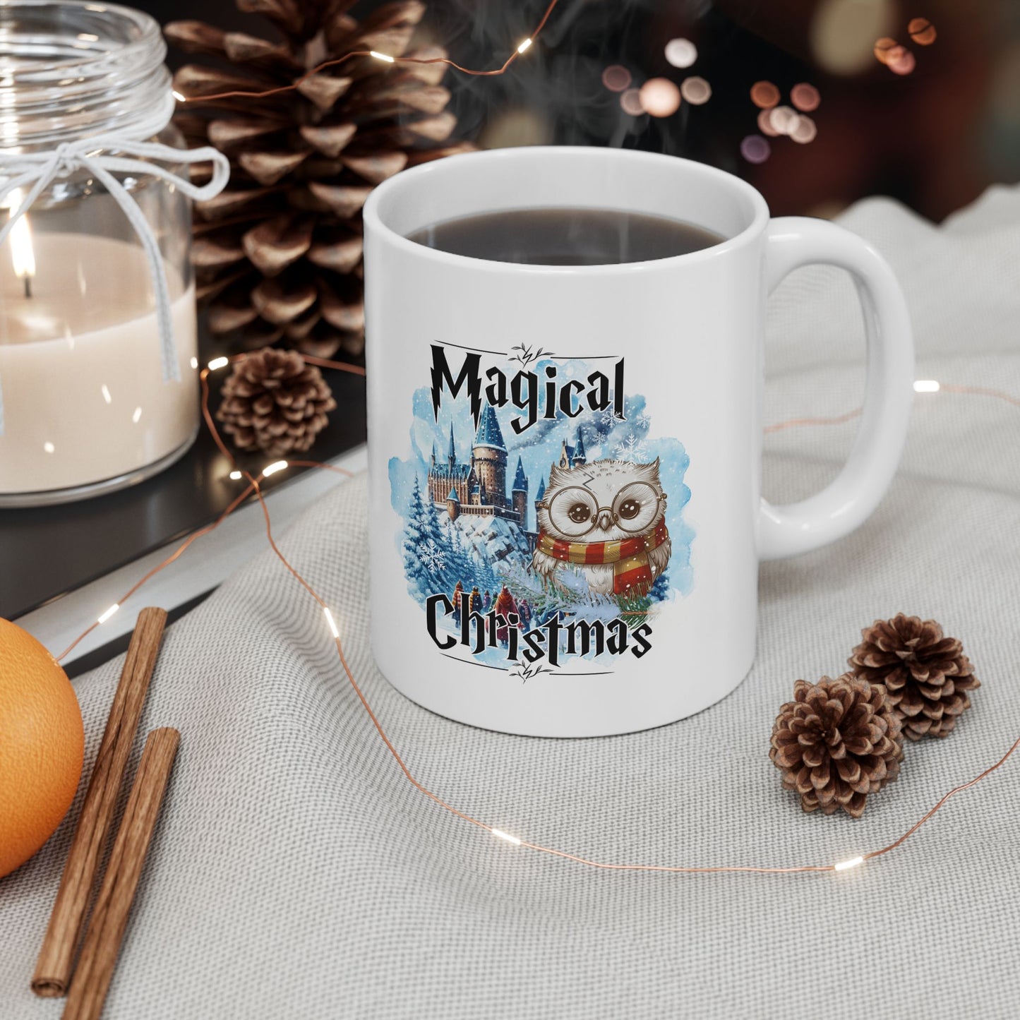 Taza de café navideña de Harry Potter