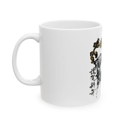 Taza de cerámica con diseño de geisha y koi de la obra maestra de tinta japonesa