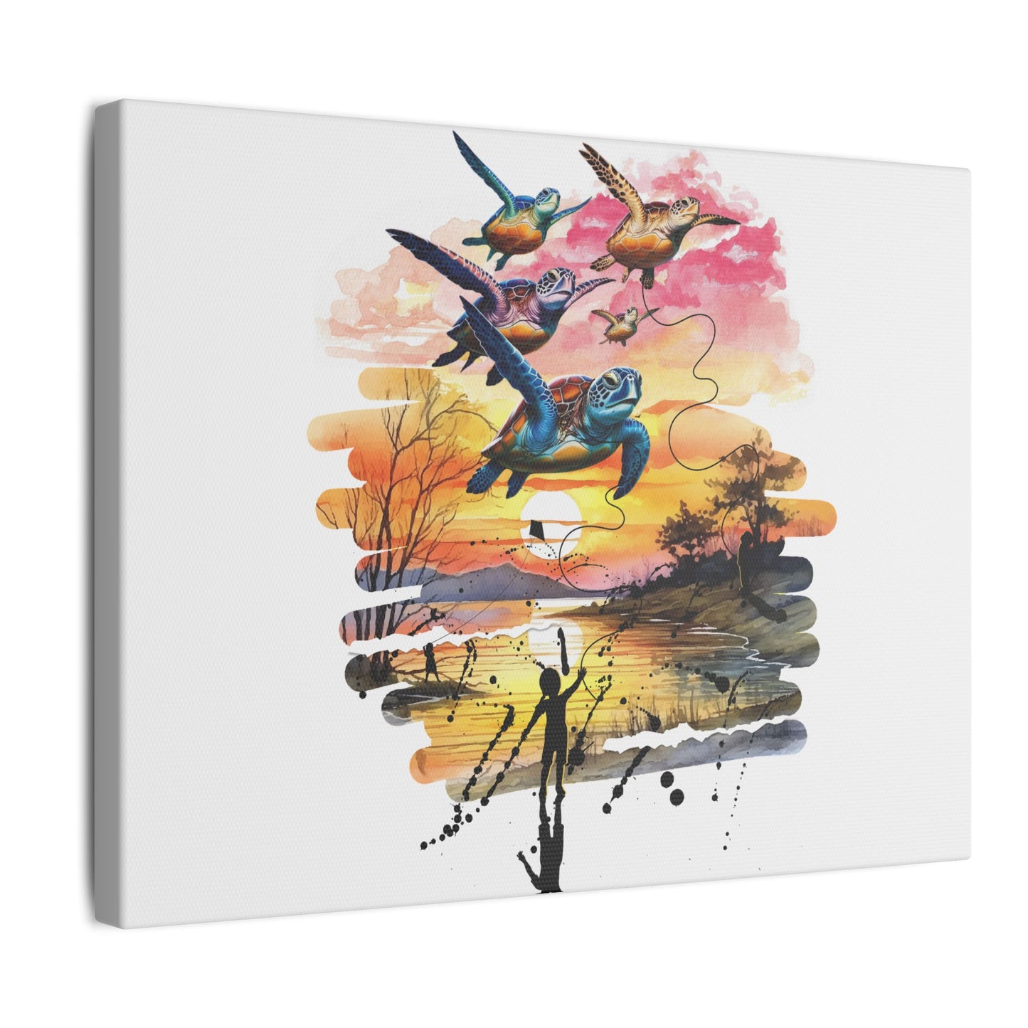 Surreal Sea Turtle Canvas – Dreamy Wildlife Scene