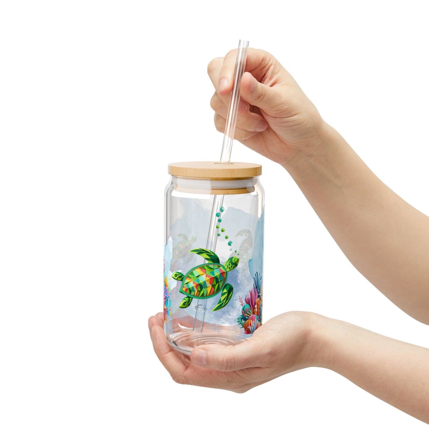 Sea Turtle Sipper Glass – Ocean-Inspired