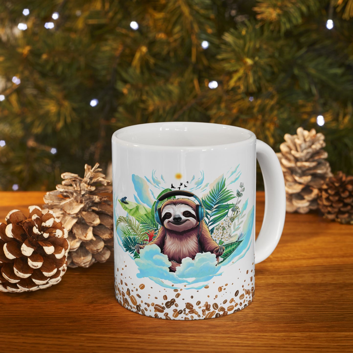 Taza de cerámica con diseño de perezoso zen - Regalo tropical