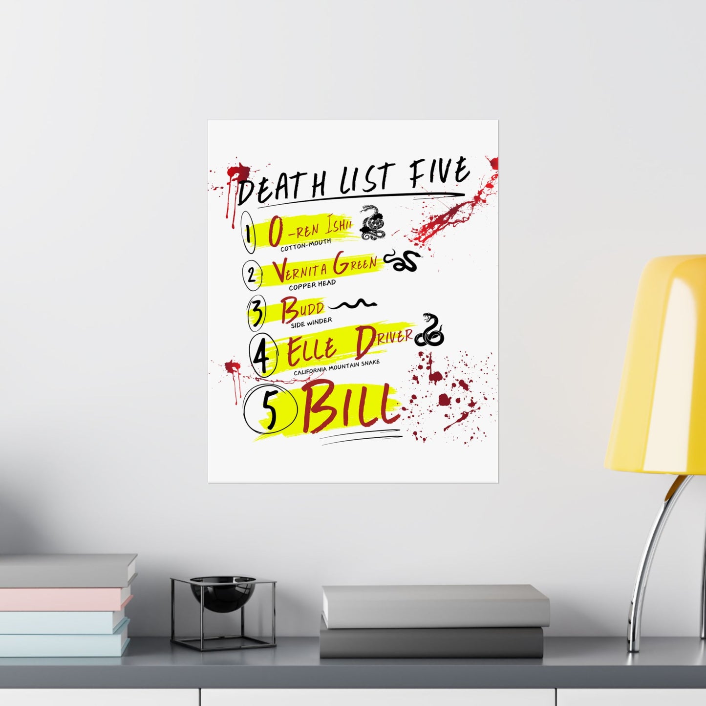 Kill Bill Death List Five Poster – Tarantino Inspired Art