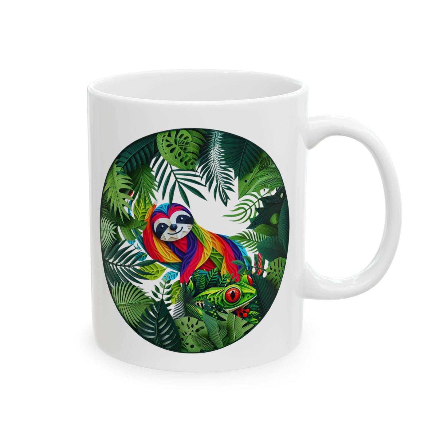 Taza de café con perezoso y rana - Tropical Vibes