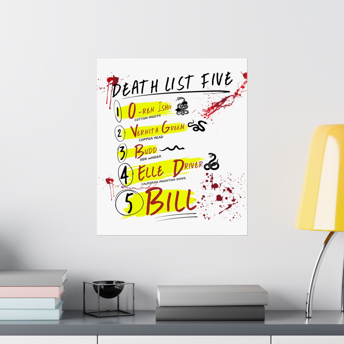 Kill Bill Death List Five Poster – Tarantino Inspired Art