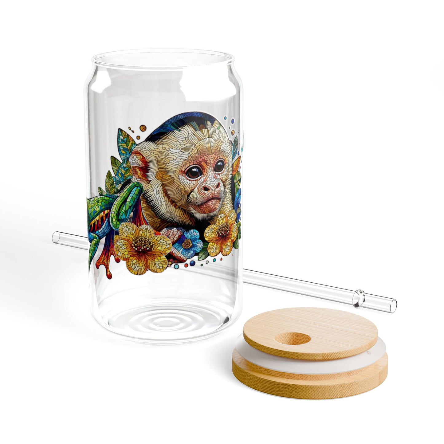 Monkey and Frog Sipper Glass –Tropical Vibes