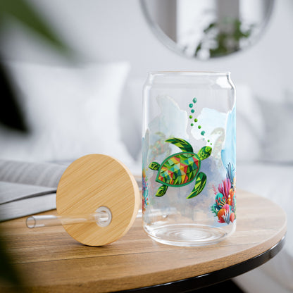 Sea Turtle Sipper Glass – Ocean-Inspired