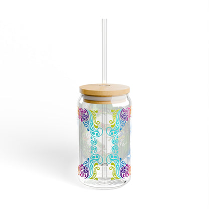 Tropical Frog Sipper Glass with Bamboo Lid