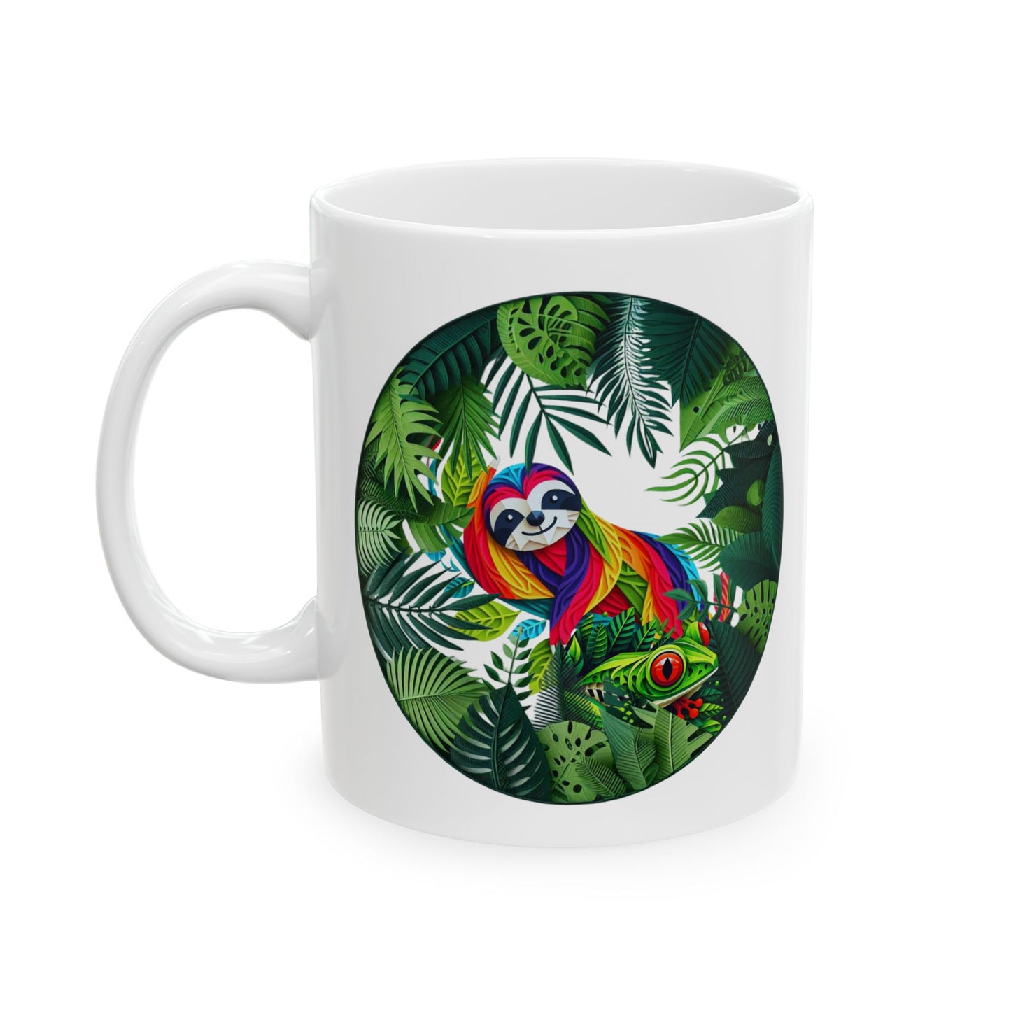 Taza de café con perezoso y rana - Tropical Vibes