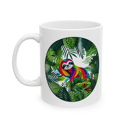 Taza de café con perezoso y rana - Tropical Vibes