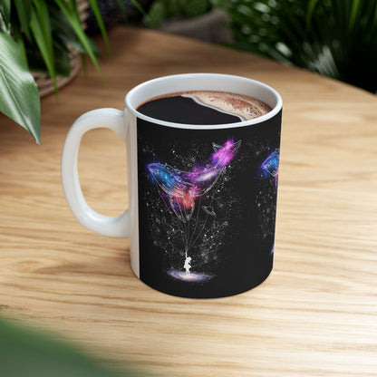 Taza de cerámica con ballena cósmica: taza de café celestial