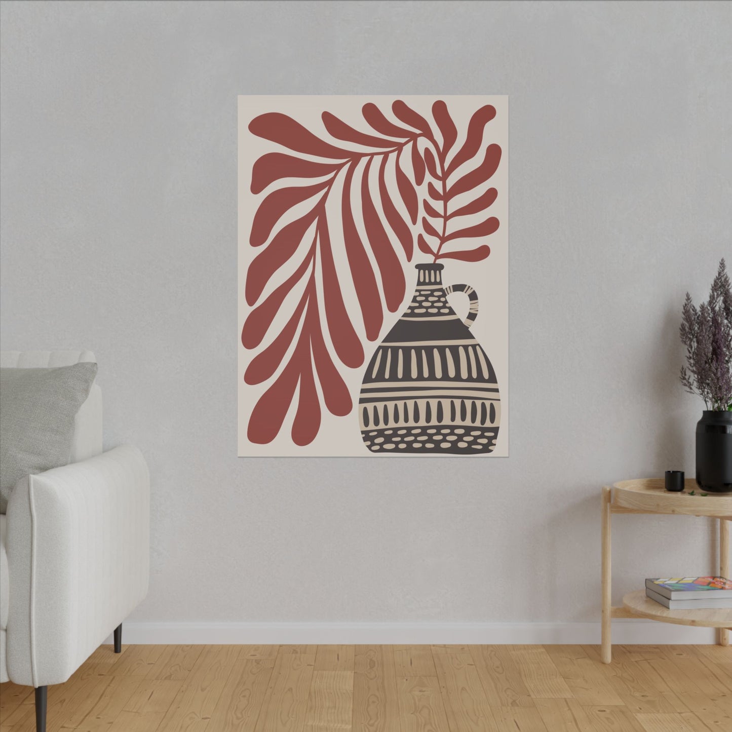 Bohemian Vase with Leaves Canvas - Abstract Design