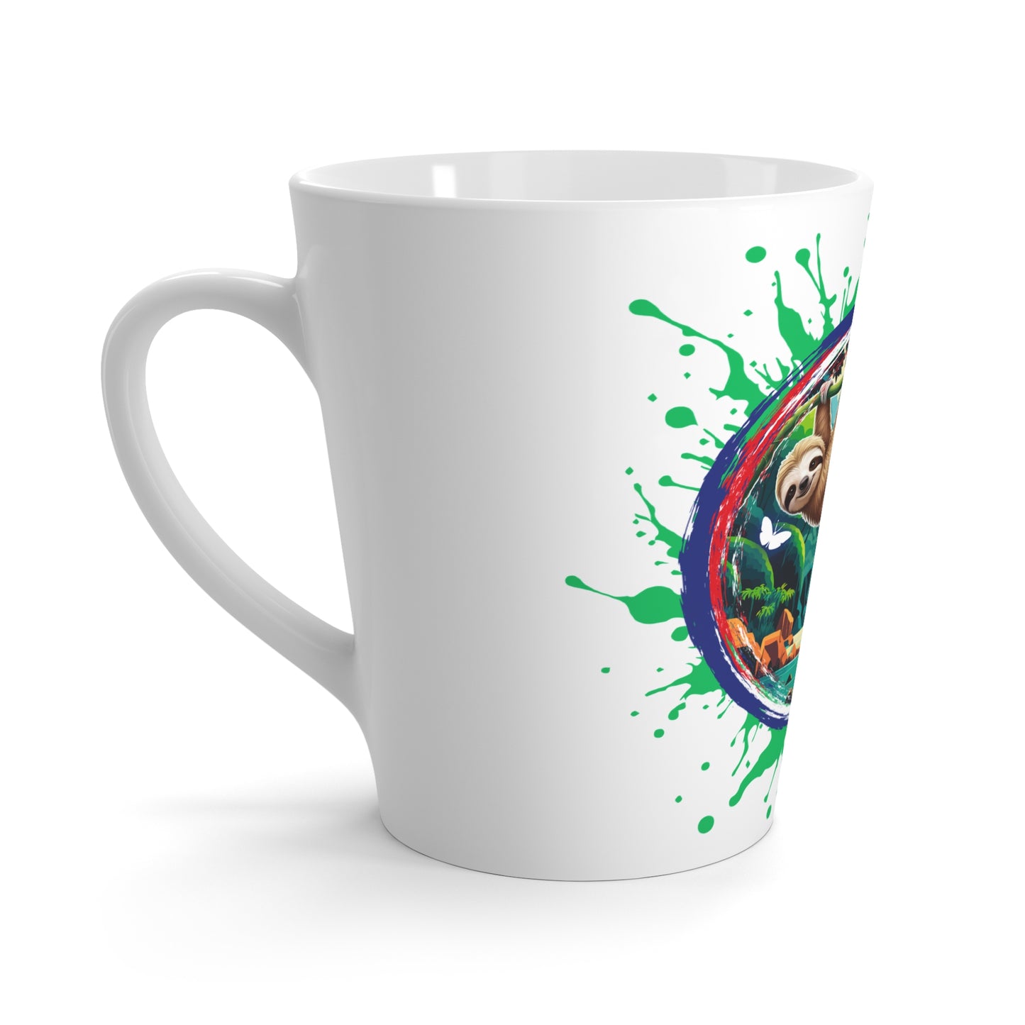 Taza de Latte con Encantador Perezoso – Vibra Tropical