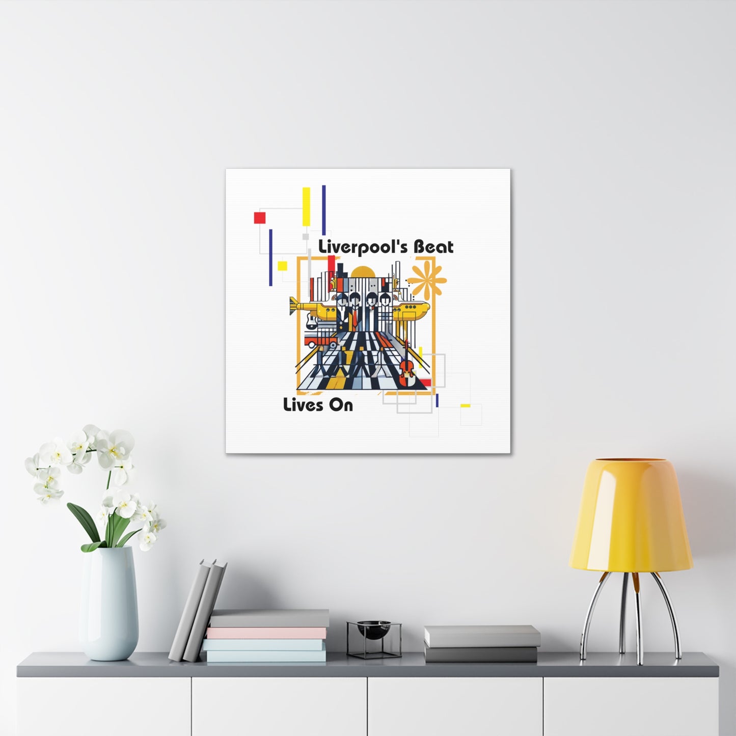 "Liverpool’s Beat Canvas Wrap – Bauhaus Beatles Wall Art"