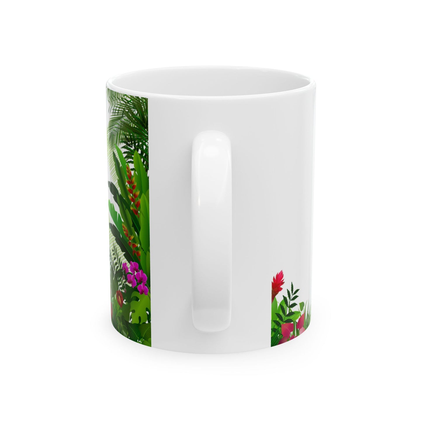 Taza de café con tucán y mariposa - Vibras tropicales