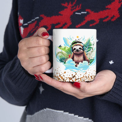 Taza de cerámica con diseño de perezoso zen - Regalo tropical