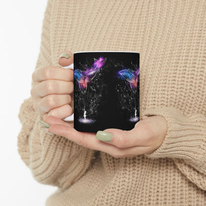 Taza de cerámica con ballena cósmica: taza de café celestial