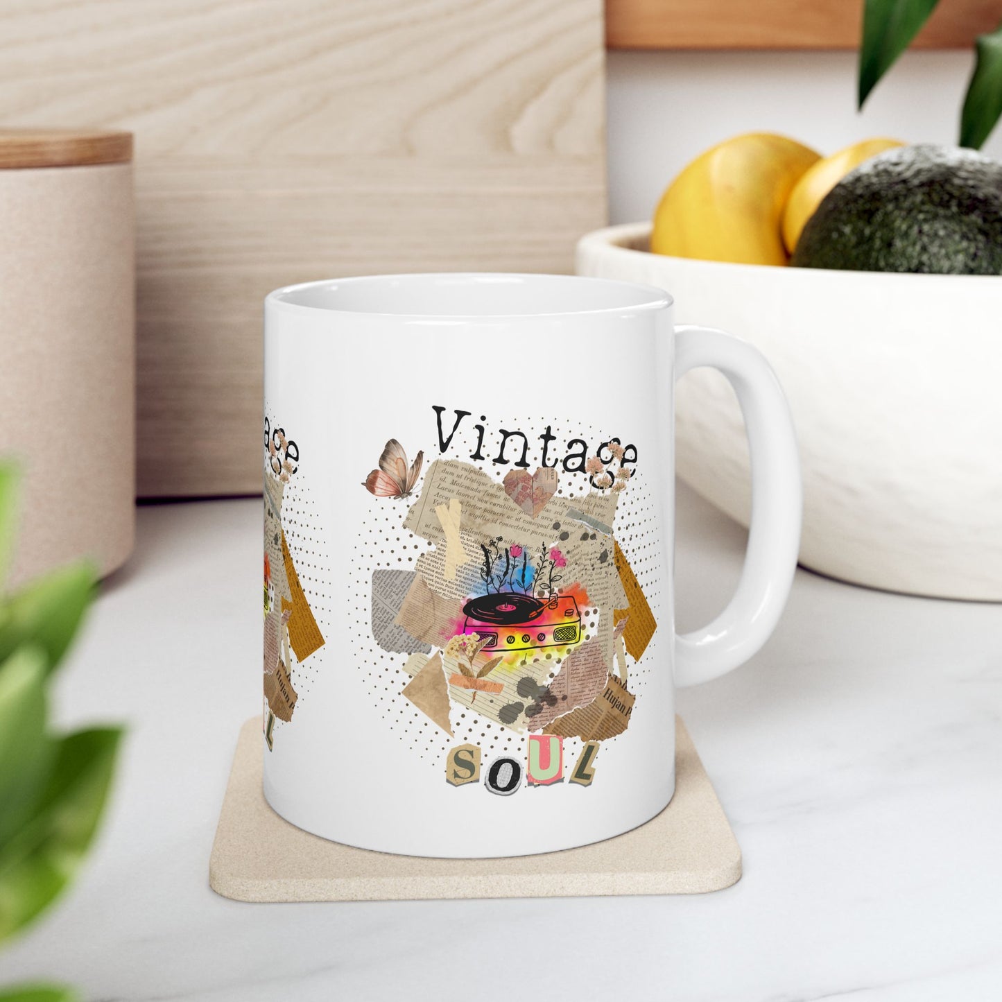 Taza de cerámica Vintage Soul: taza de café retro para coleccionistas de vinilos 