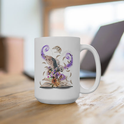 Taza de cerámica para café con búho caprichoso