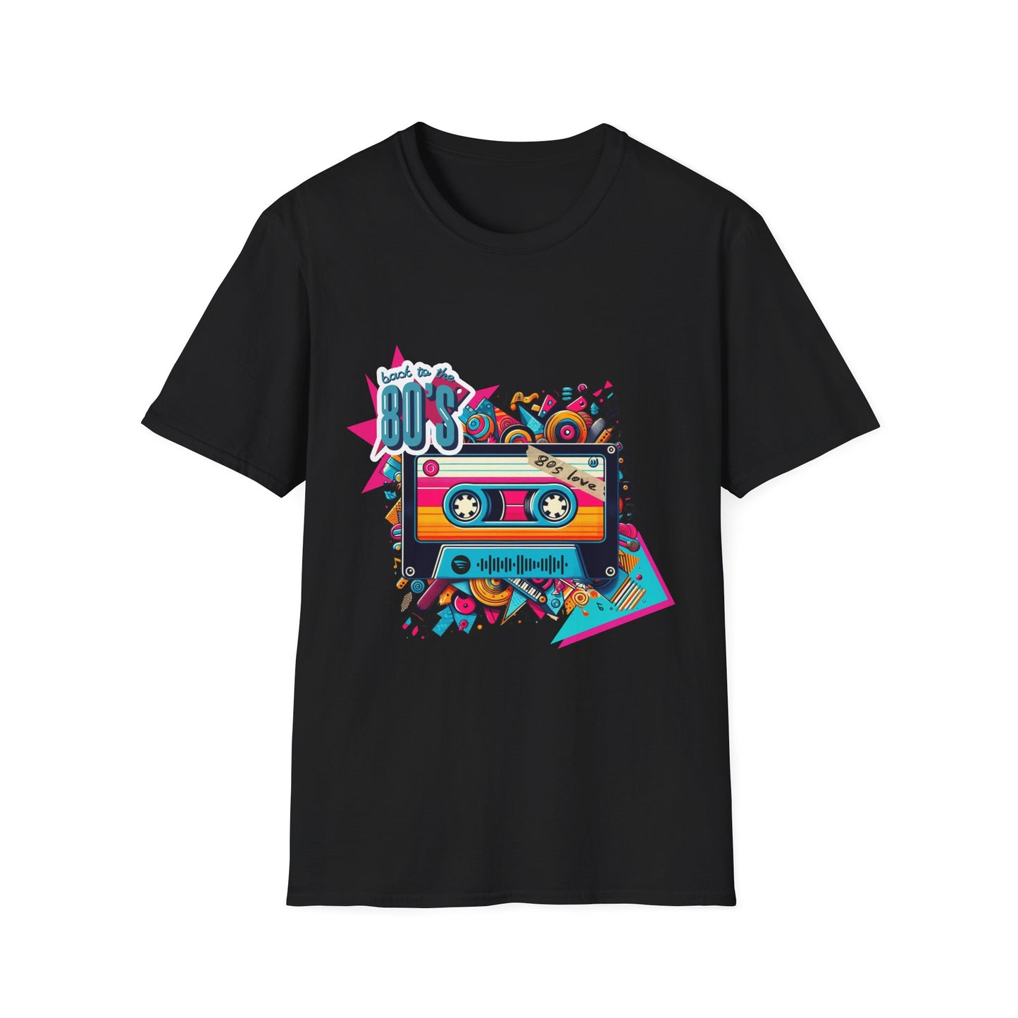 Camiseta escaneable con música retro de los 80