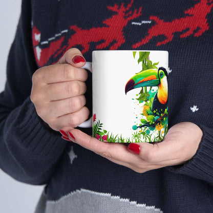 Toucan & Butterfly Coffee Mug - Tropical Vibes