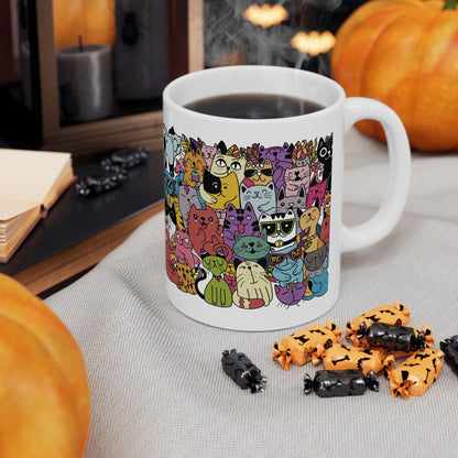 Doodle Collage Cats Coffee Mug