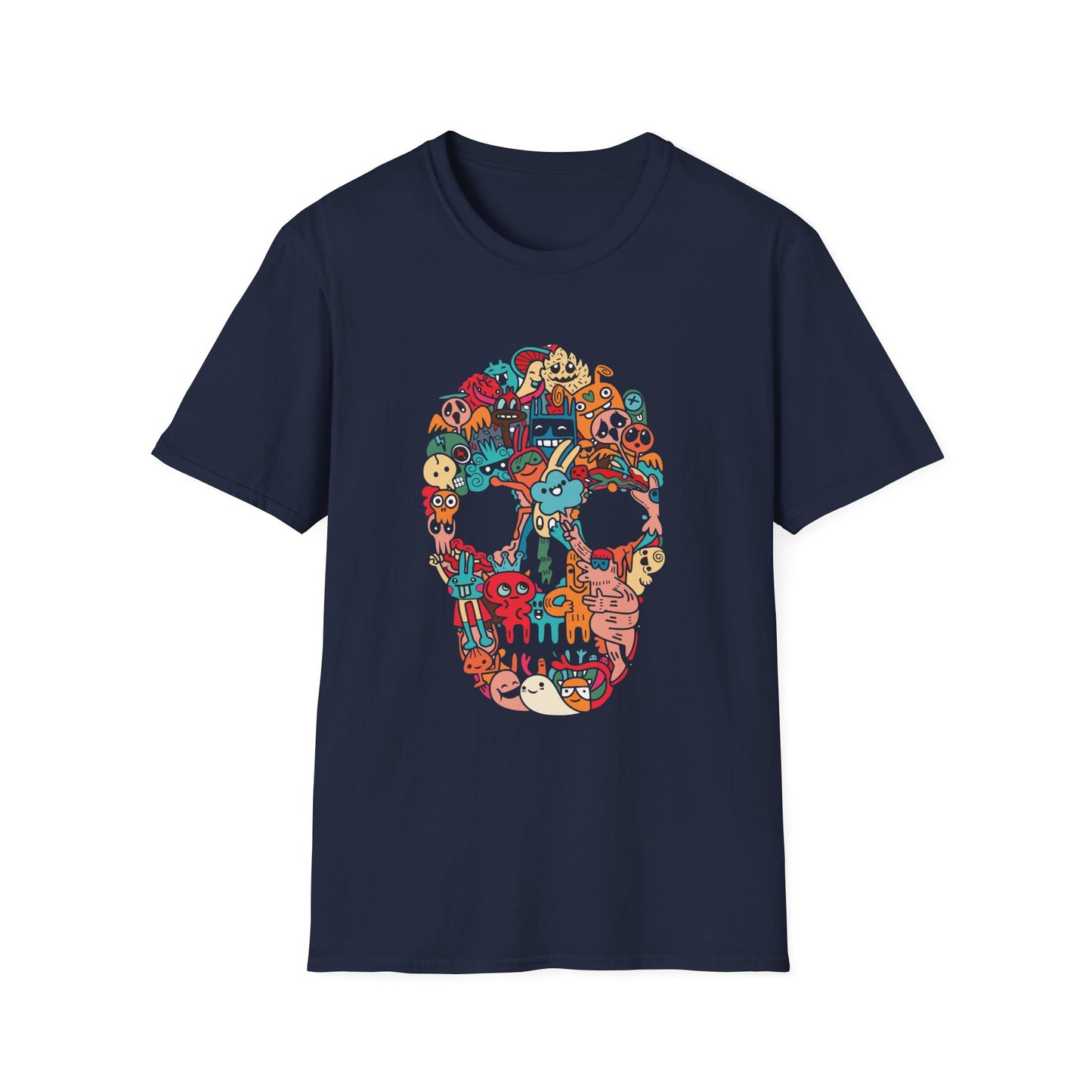 Doodle Collage Skull T-Shirt – Streetwear Style