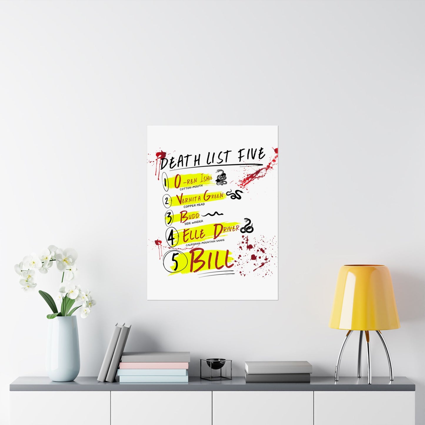 Kill Bill Death List Five Poster – Tarantino Inspired Art