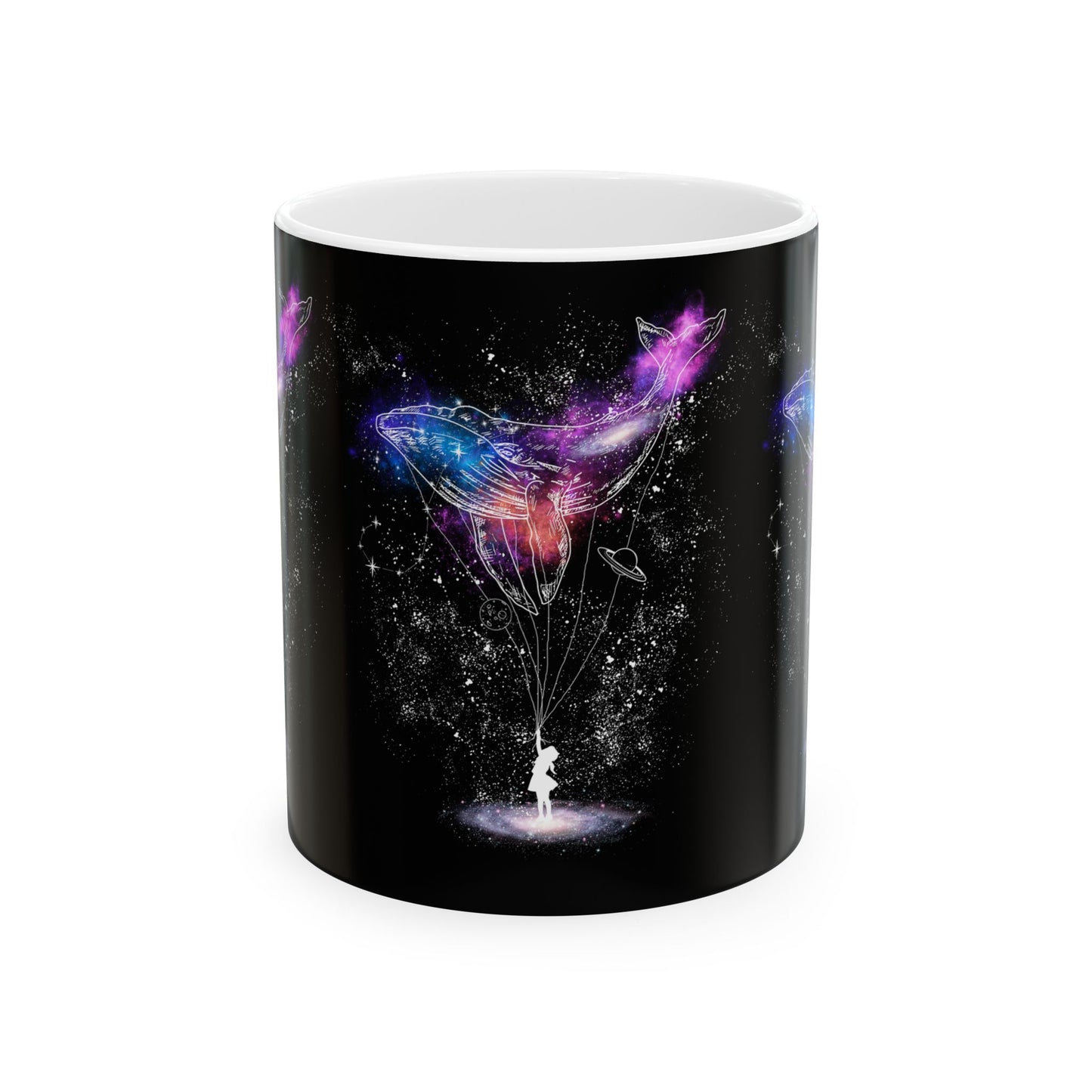 Taza de cerámica con ballena cósmica: taza de café celestial