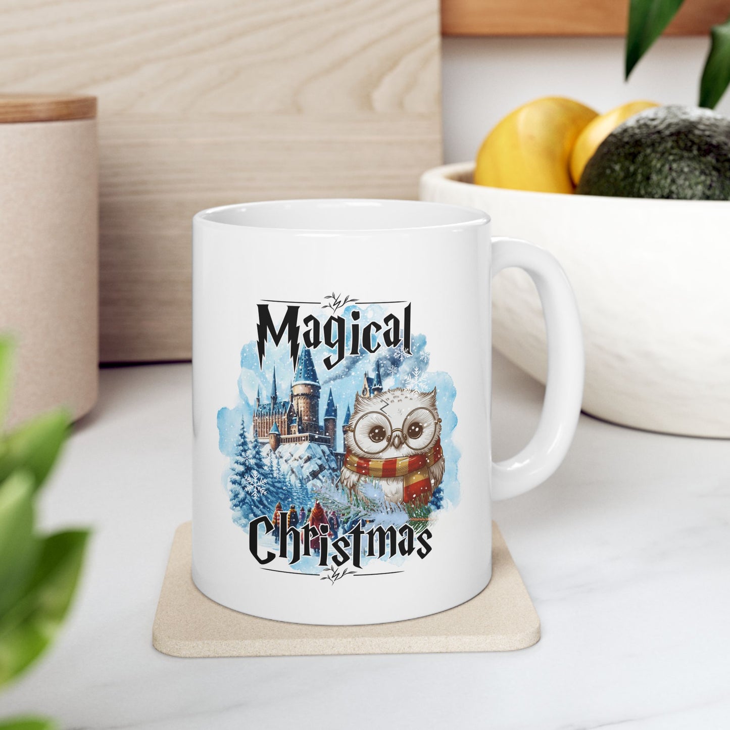 Taza de café navideña de Harry Potter