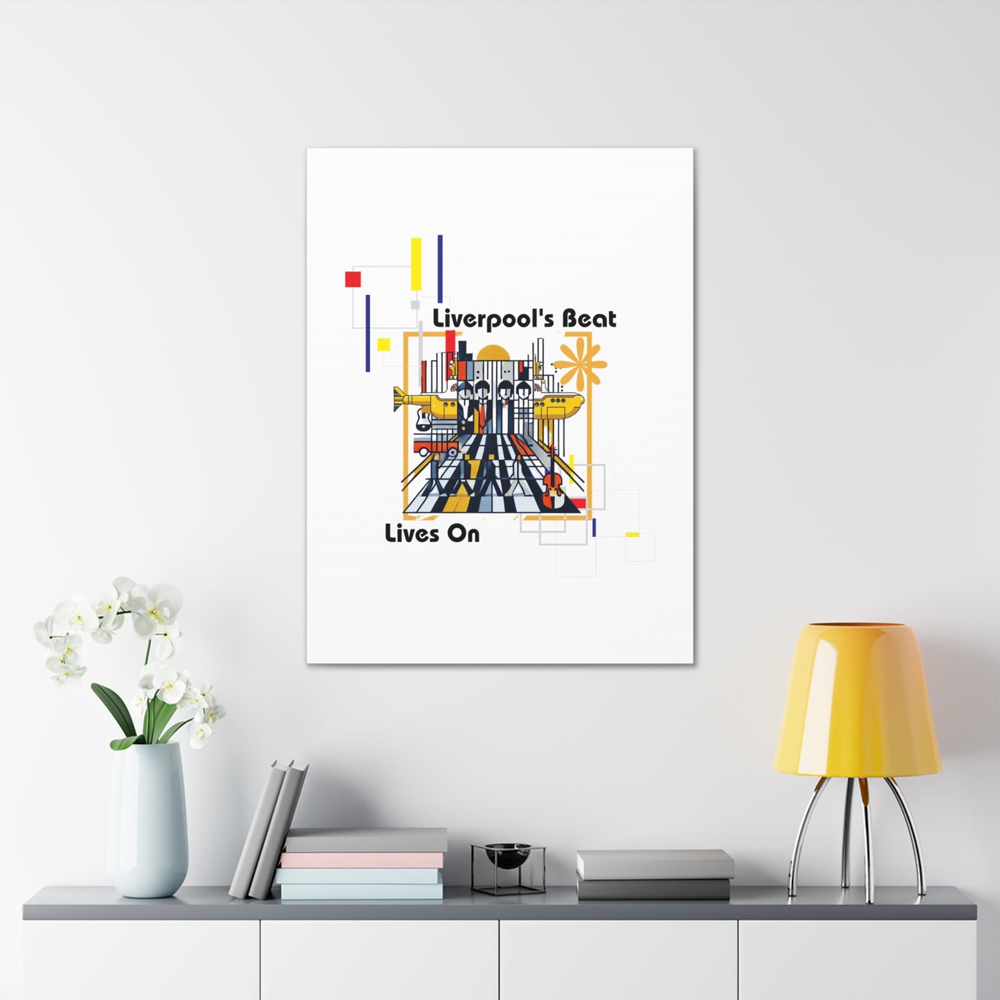 "Liverpool’s Beat Canvas Wrap – Bauhaus Beatles Wall Art"