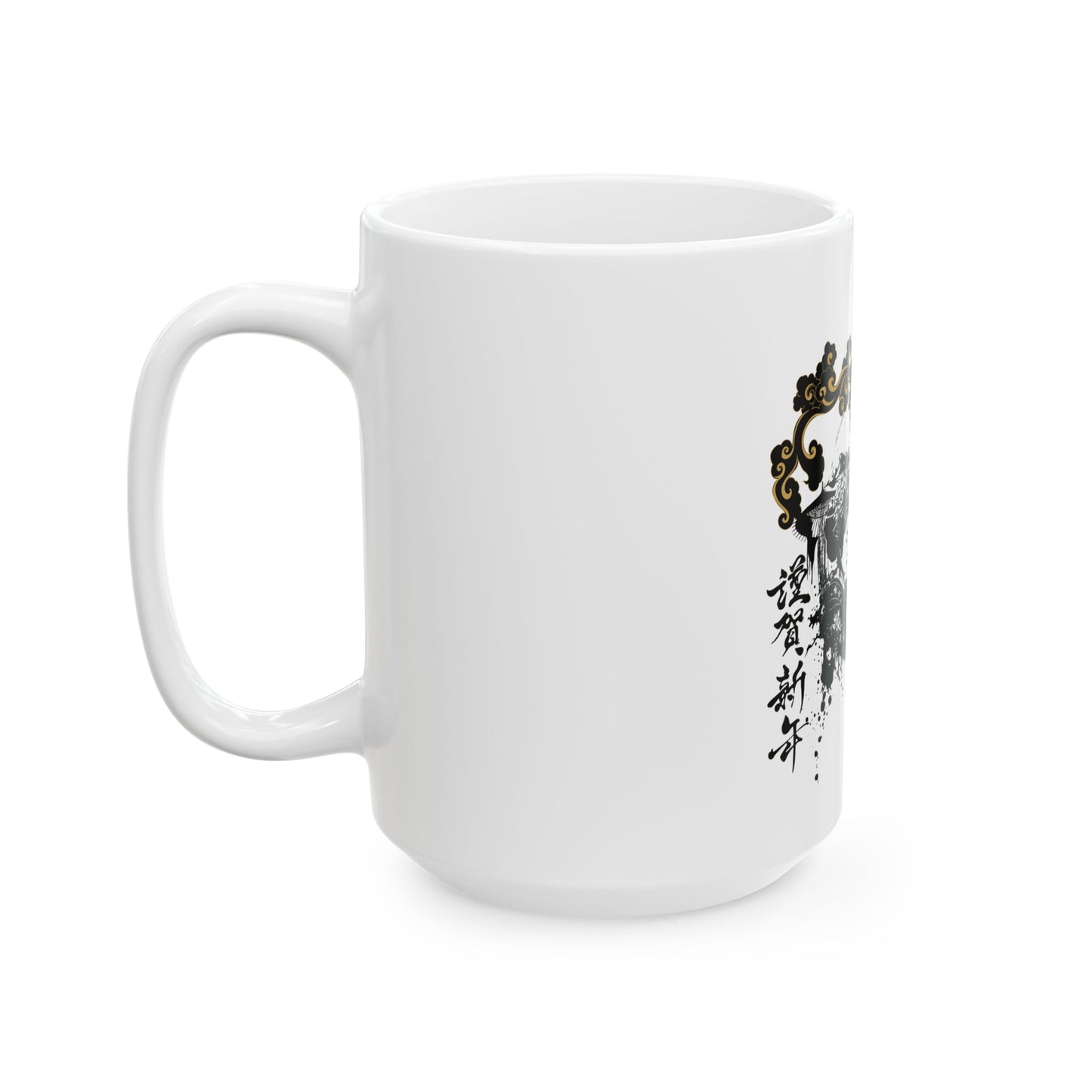 Taza de cerámica con diseño de geisha y koi de la obra maestra de tinta japonesa