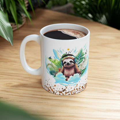 Taza de cerámica con diseño de perezoso zen - Regalo tropical